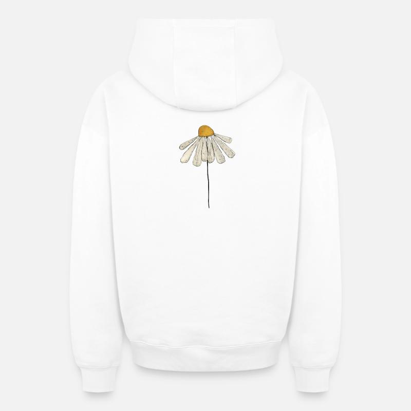 Daisy Minimal Illustration - Sweat à capuche unisexe zippé oversize épais SPREAD - blanc