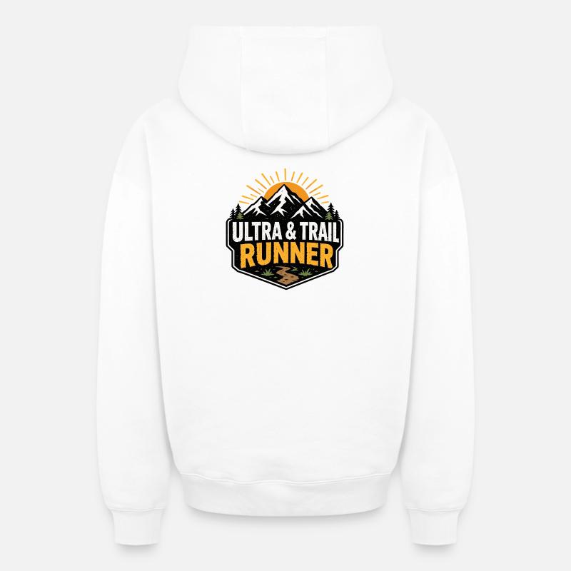 Ultra et trail runner - Sweat à capuche unisexe zippé oversize épais SPREAD - blanc