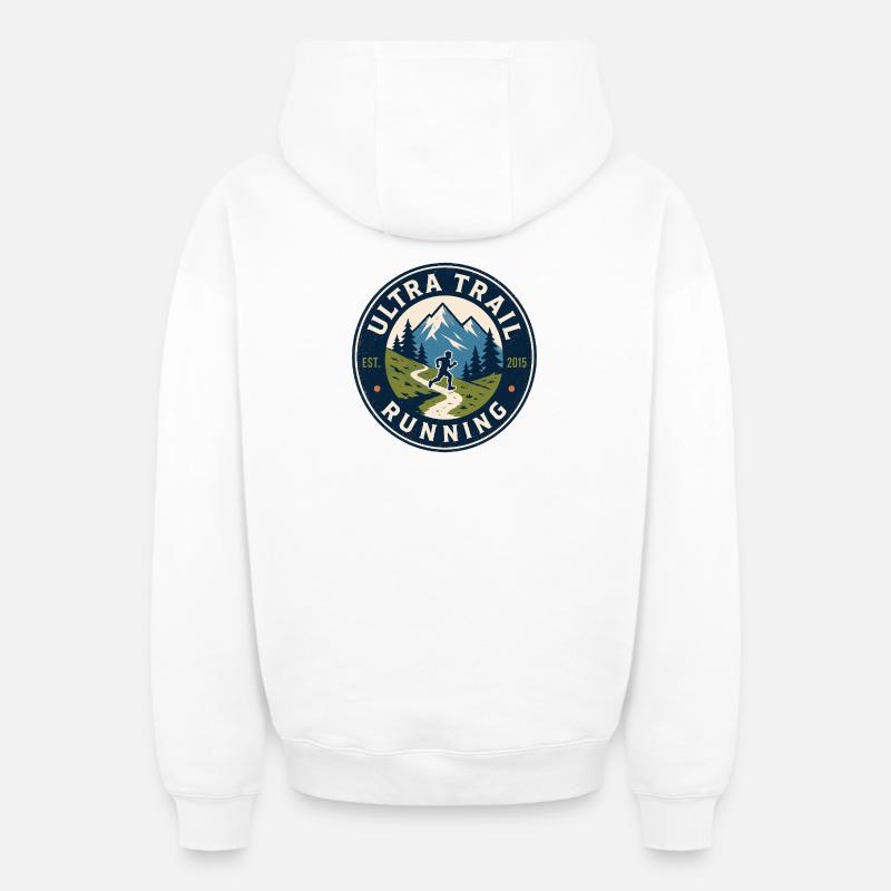Ultra Trail Running - Sweat à capuche unisexe zippé oversize épais SPREAD - blanc