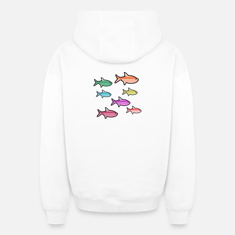 Poissons - Sweat à capuche unisexe zippé oversize épais SPREAD - blanc