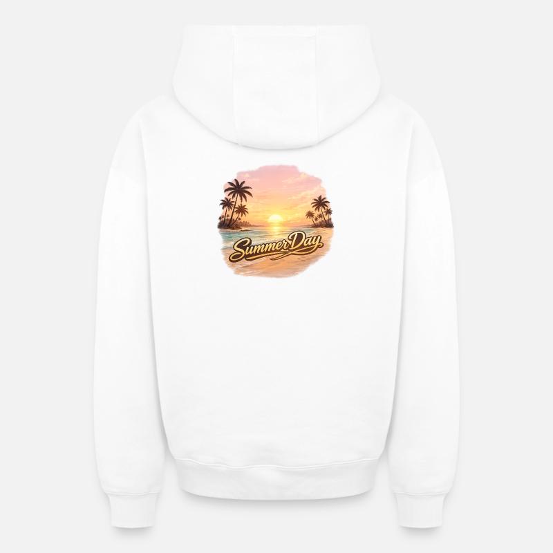 Journée d’été - Sweat à capuche unisexe zippé oversize épais SPREAD - blanc