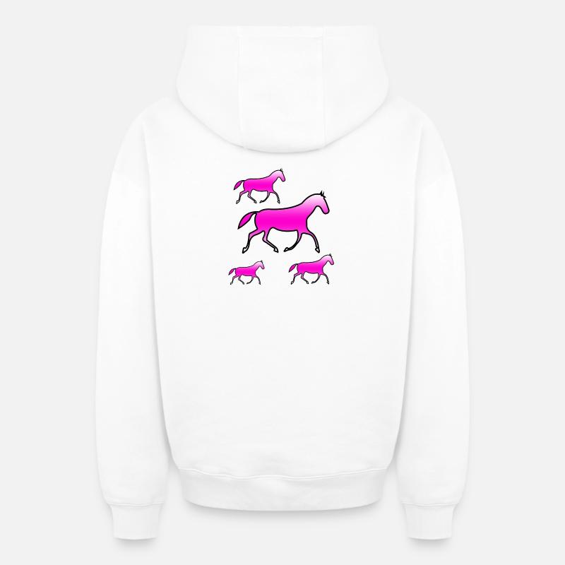 Chevaux - Sweat à capuche unisexe zippé oversize épais SPREAD - blanc