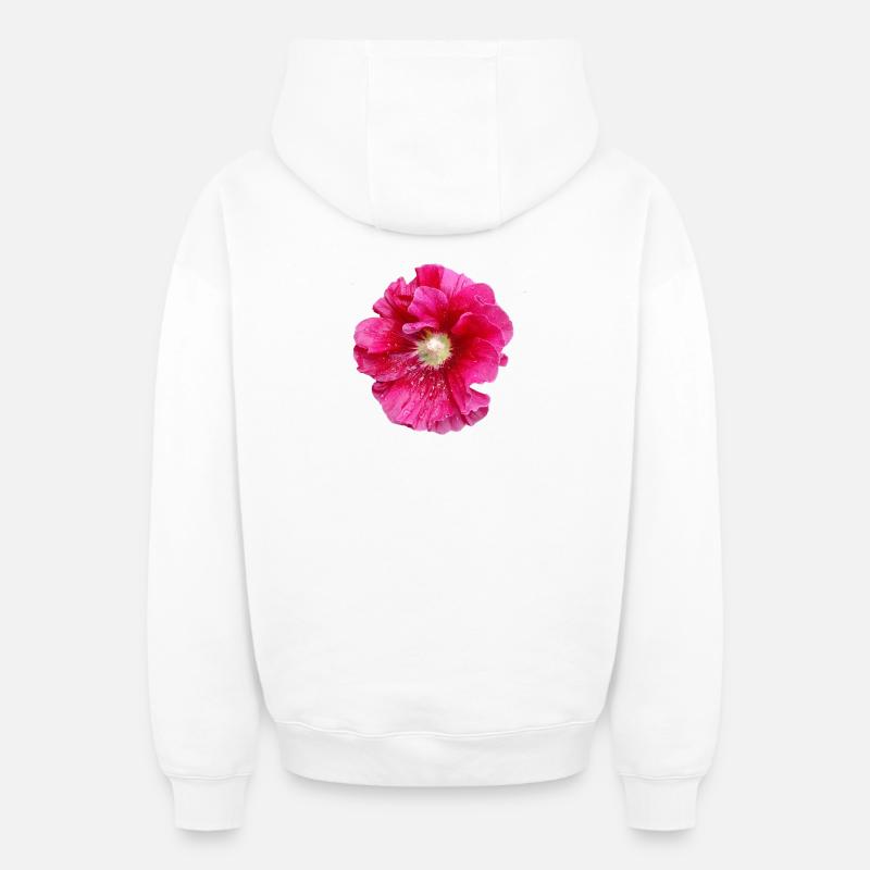 Hollyhock_in_Rain - Sweat à capuche unisexe zippé oversize épais SPREAD - blanc