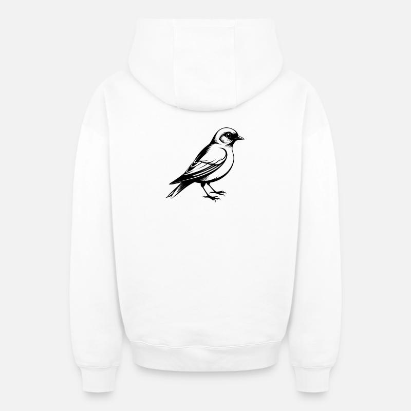 Merlebleu de l’Est - Sweat à capuche unisexe zippé oversize épais SPREAD - blanc