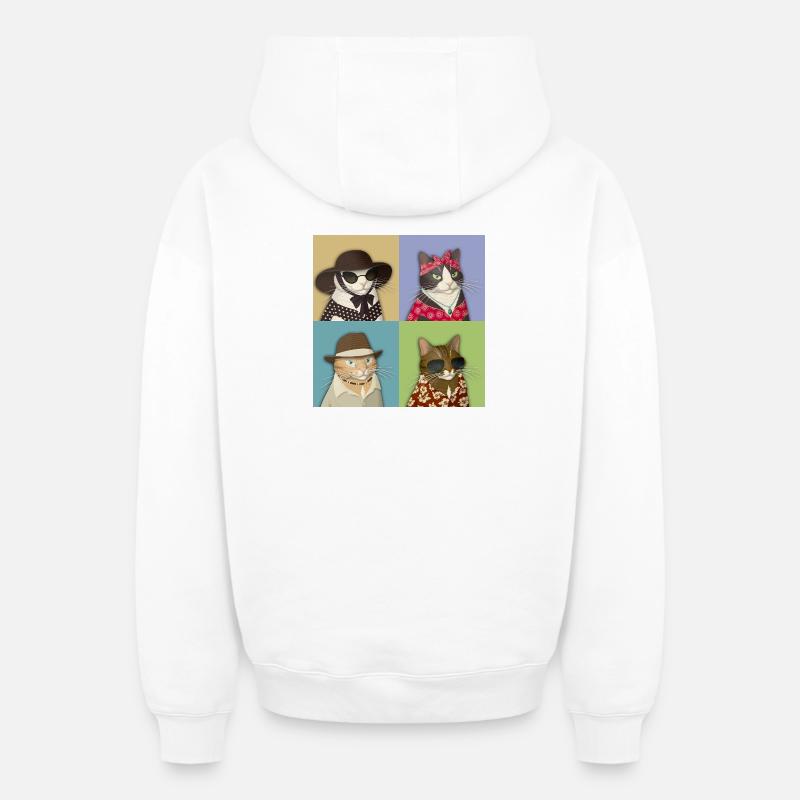 Pop Art de chat d’été - Sweat à capuche unisexe zippé oversize épais SPREAD - blanc