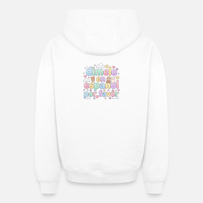 Espagnol Professeur d’espagnol Langue - Sweat à capuche unisexe zippé oversize épais SPREAD - blanc