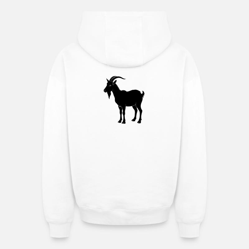 chèvre - Sweat à capuche unisexe zippé oversize épais SPREAD - blanc