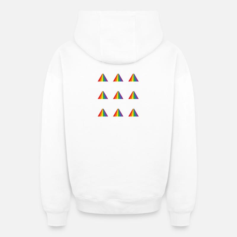 Rainbow Pyramid Pattern - Oversized Heavyweight Unisex Zip Hoodie - white