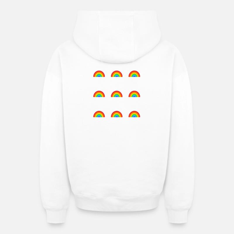 Rainbow Pattern - Happy Pride - Oversized Heavyweight Unisex Zip Hoodie - white