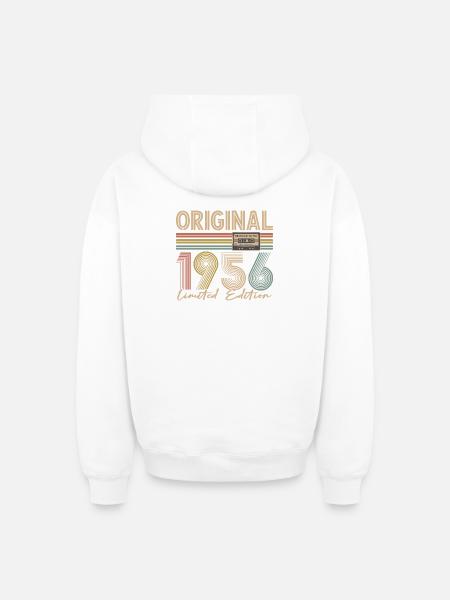 70e anniversaire, 70 ans - Sweat à capuche unisexe zippé oversize épais SPREAD - blanc