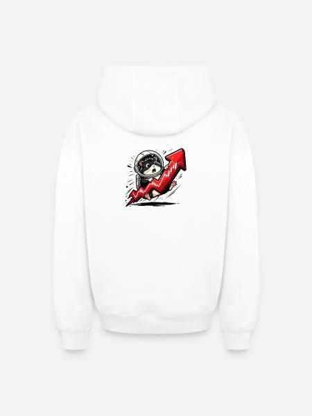 Crypto Hamster - Bitcoin Trader Motif T-Shirt - Oversized Heavyweight Unisex Zip Hoodie - white