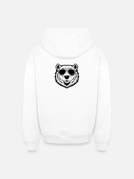 Cool Polar Bear with Sunglasses - Oversized Heavyweight Unisex Zip Hoodie - white