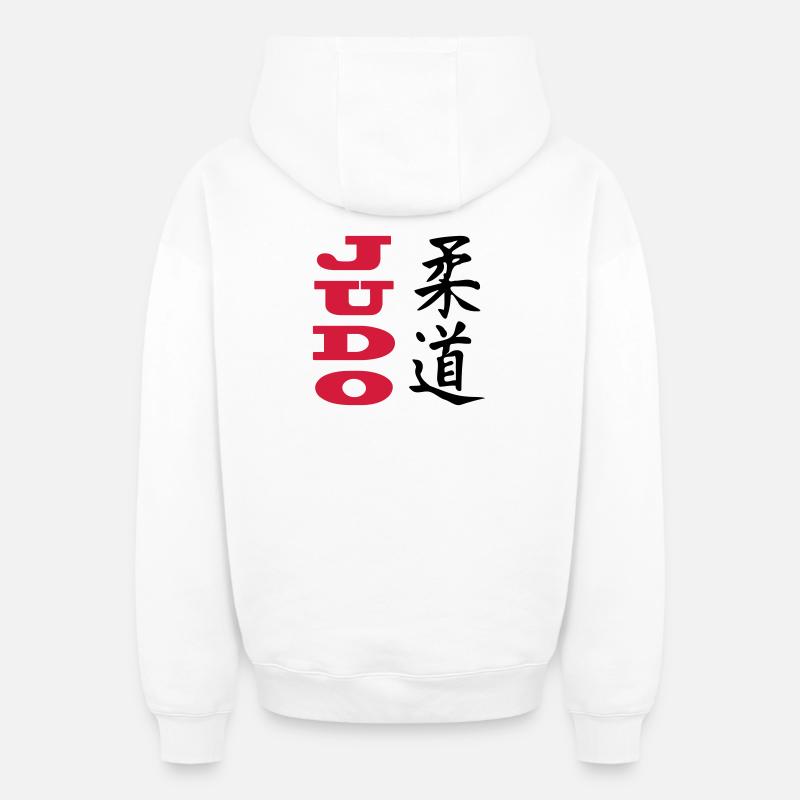 Judo - Sweat à capuche unisexe zippé oversize épais SPREAD - blanc
