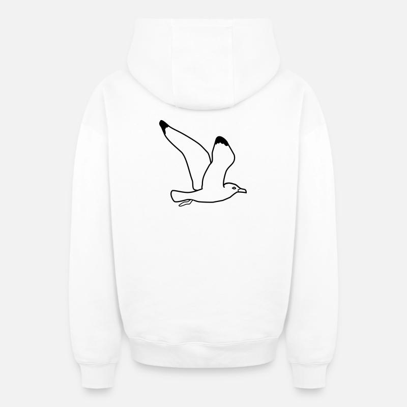 mouette - Sweat à capuche unisexe zippé oversize épais SPREAD - blanc