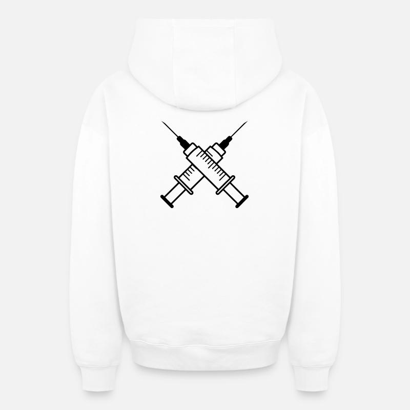 Zwei Spritzen - Oversized Heavyweight Unisex Zip Hoodie - Weiß