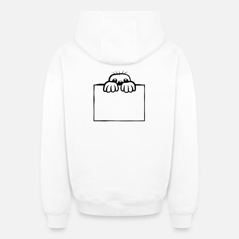Shield Mole Design - Oversized Heavyweight Unisex Zip Hoodie - white