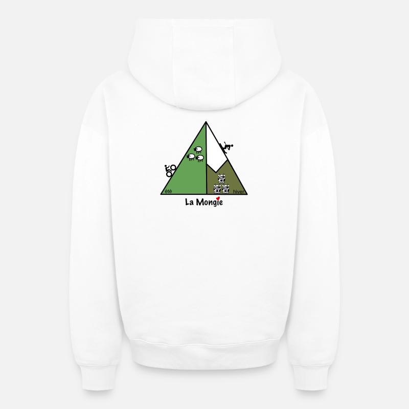 Été hiver à La Mongie - Sweat à capuche unisexe zippé oversize épais SPREAD - blanc