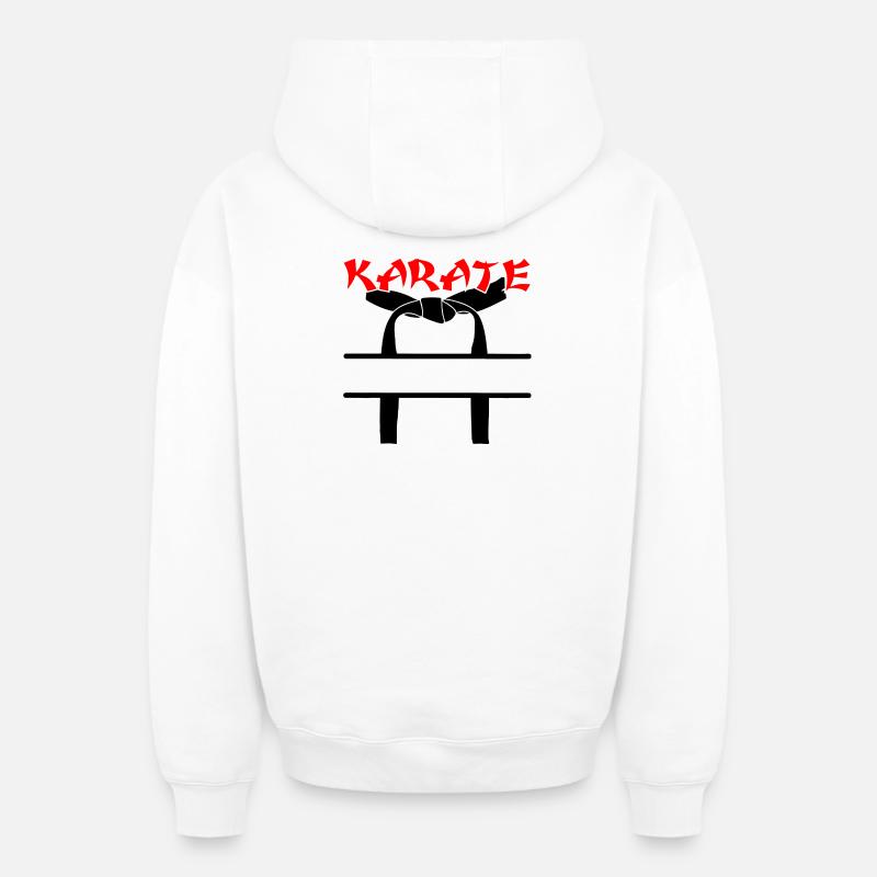 Karaté ceinture noire - Sweat à capuche unisexe zippé oversize épais SPREAD - blanc