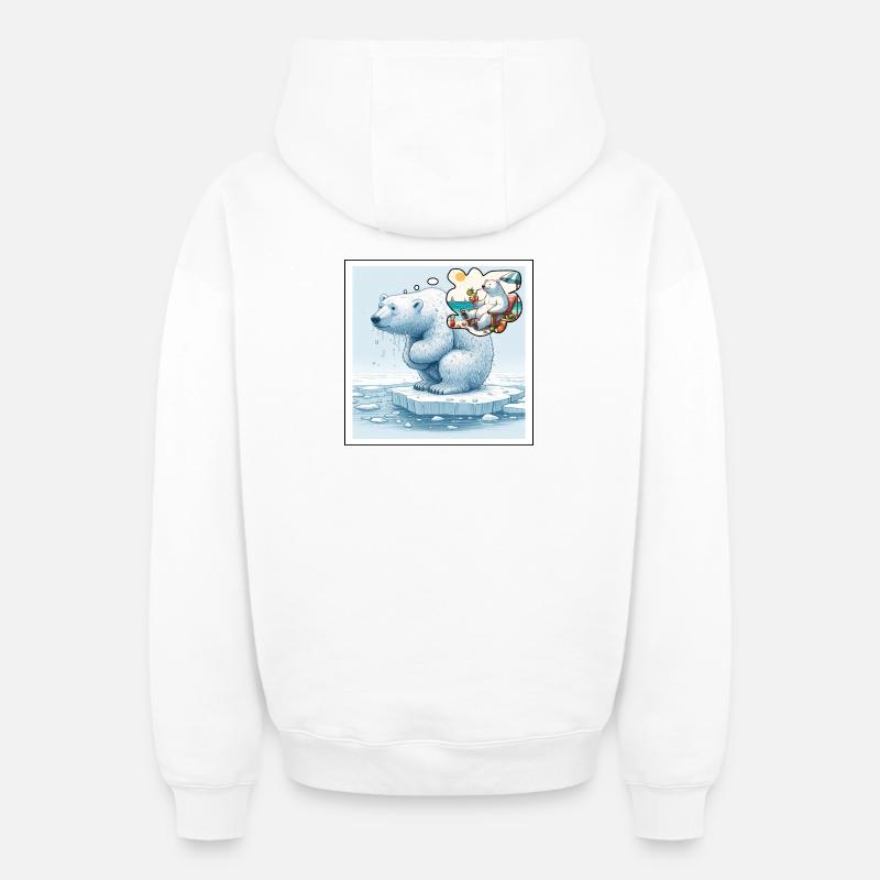 Eisbär - Oversized Heavyweight Unisex Zip Hoodie - Weiß