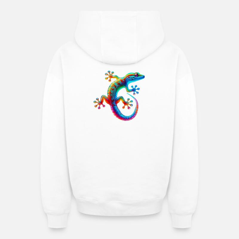 Gecko - Sweat à capuche unisexe zippé oversize épais SPREAD - blanc