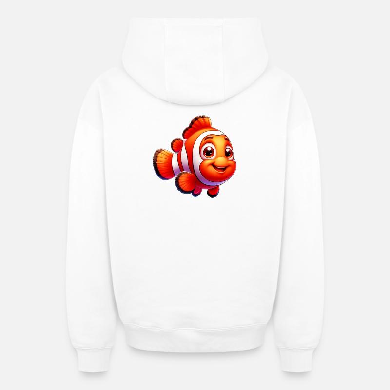 Poisson-clown - Sweat à capuche unisexe zippé oversize épais SPREAD - blanc