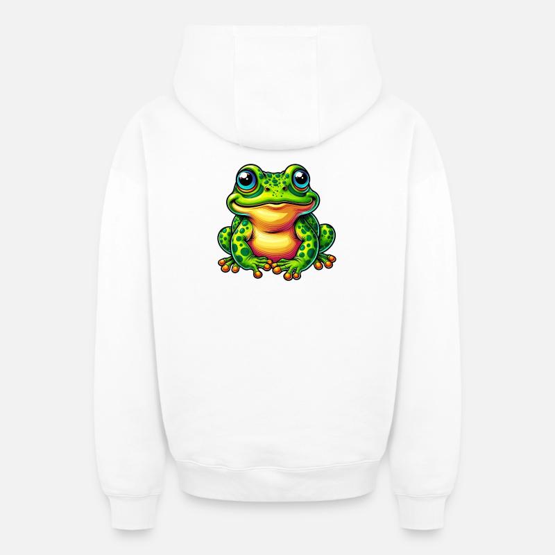 Grenouille - Sweat à capuche unisexe zippé oversize épais SPREAD - blanc