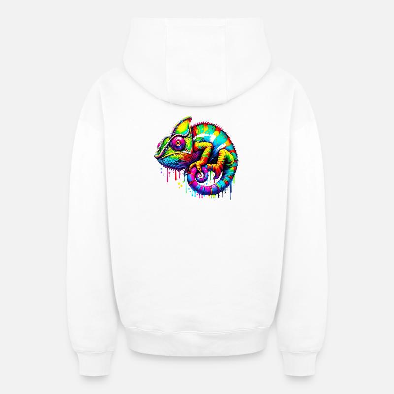 Caméléon - Sweat à capuche unisexe zippé oversize épais SPREAD - blanc