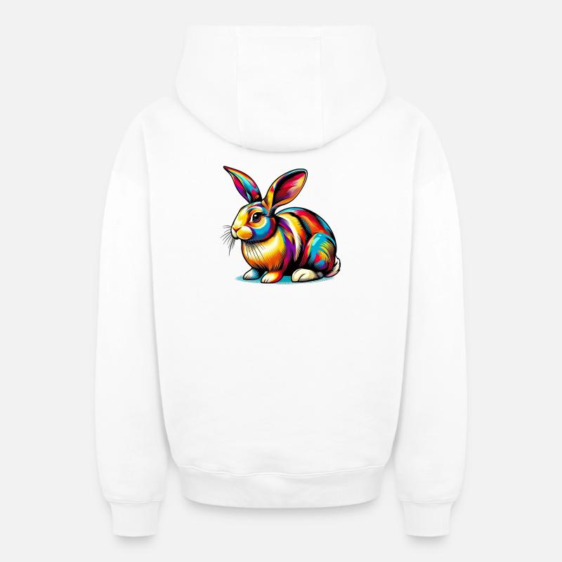 Lapin - Sweat à capuche unisexe zippé oversize épais SPREAD - blanc