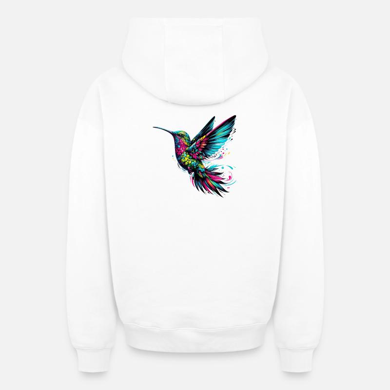 Colibri - Sweat à capuche unisexe zippé oversize épais SPREAD - blanc