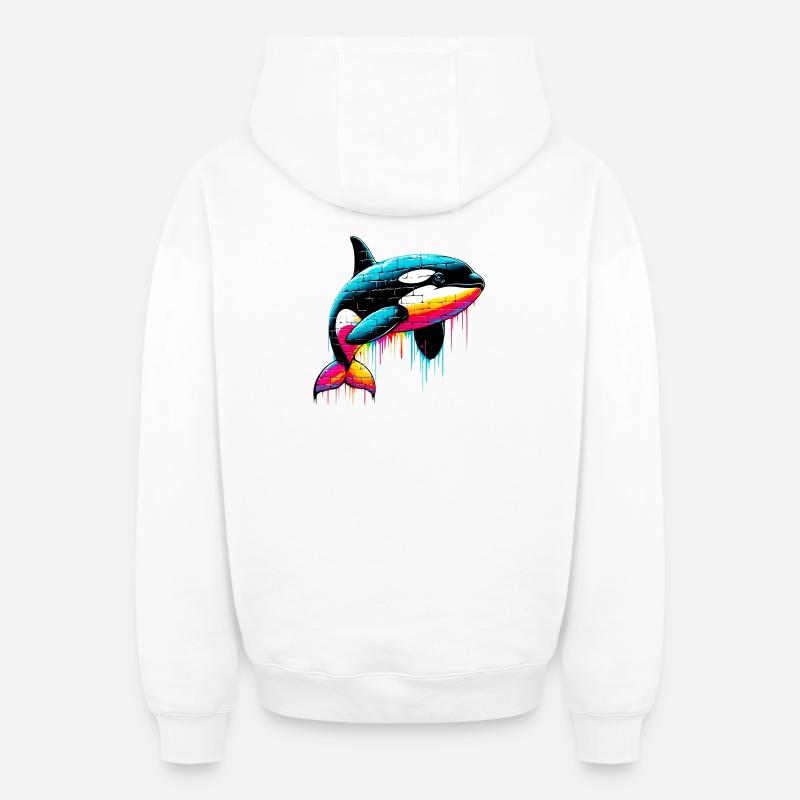 Orque - Sweat à capuche unisexe zippé oversize épais SPREAD - blanc