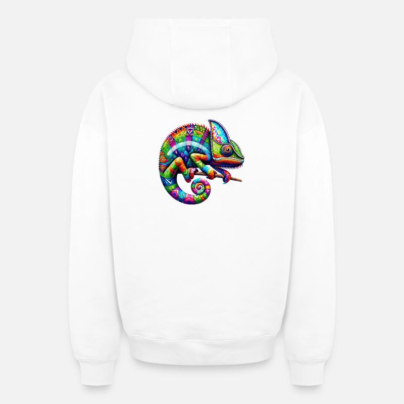 Caméléon - Sweat à capuche unisexe zippé oversize épais SPREAD - blanc
