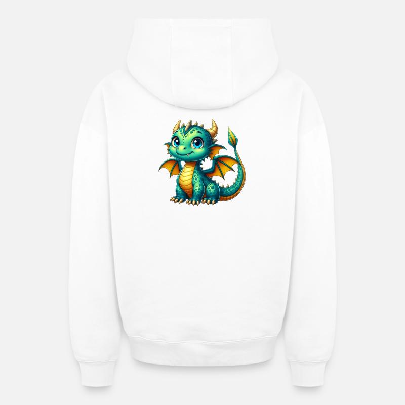 Dragon - Sweat à capuche unisexe zippé oversize épais SPREAD - blanc