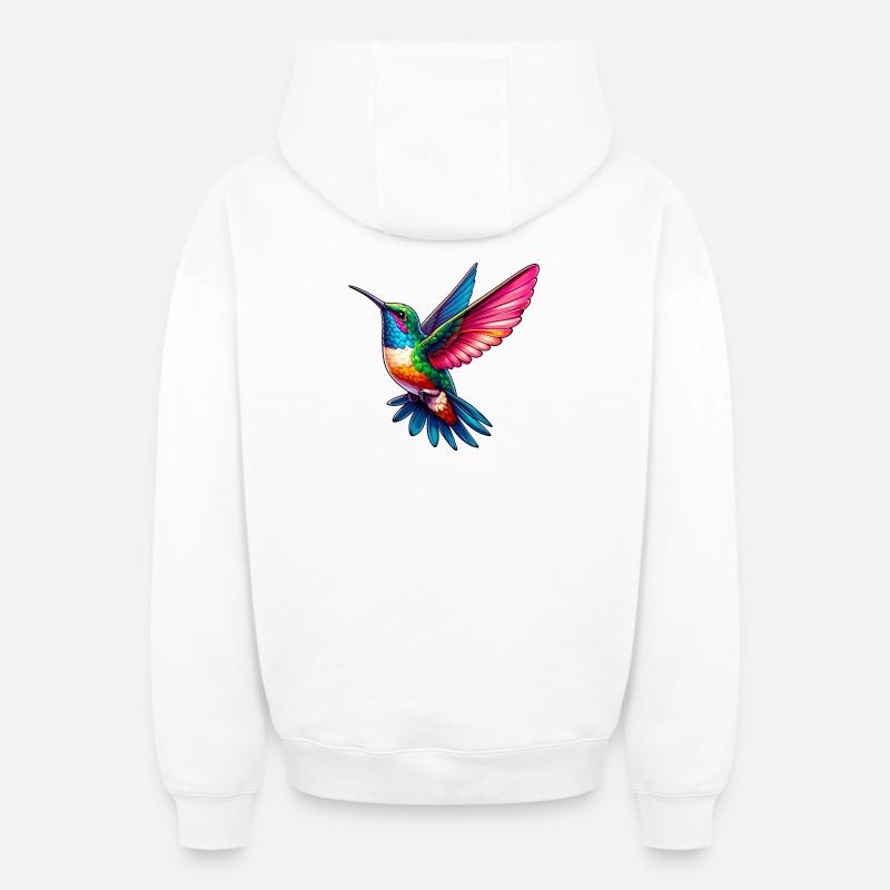 Colibri - Sweat à capuche unisexe zippé oversize épais SPREAD - blanc