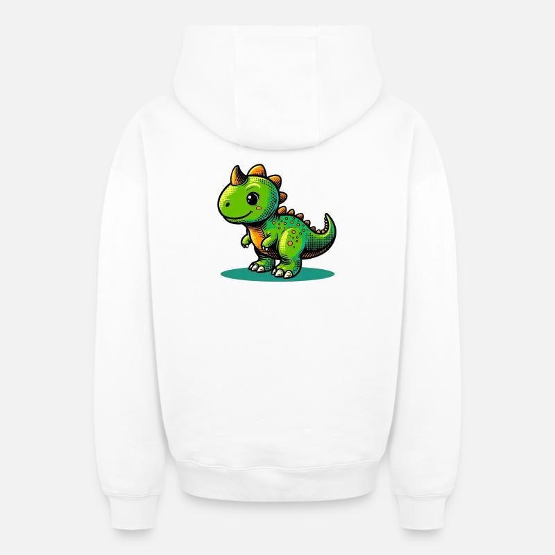 Dinosaure - Sweat à capuche unisexe zippé oversize épais SPREAD - blanc