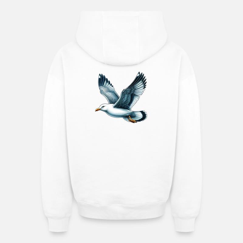 Mouette - Sweat à capuche unisexe zippé oversize épais SPREAD - blanc