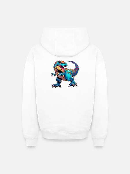 Dinosaur - Oversized Heavyweight Unisex Zip Hoodie - white