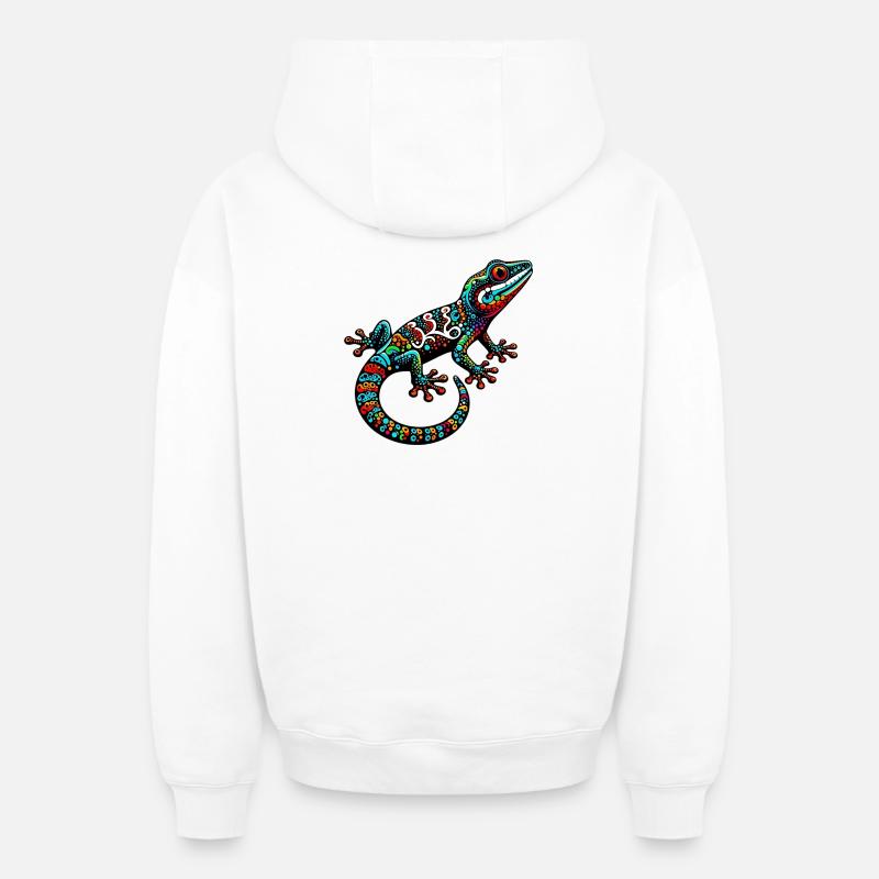 Gecko - Sweat à capuche unisexe zippé oversize épais SPREAD - blanc