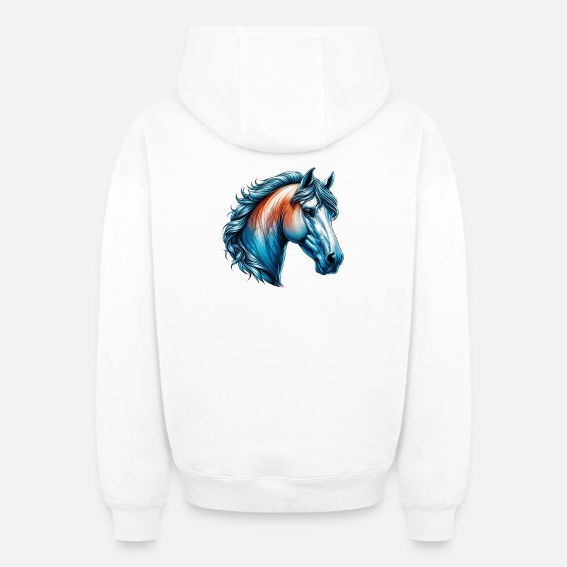 Cheval - Sweat à capuche unisexe zippé oversize épais SPREAD - blanc
