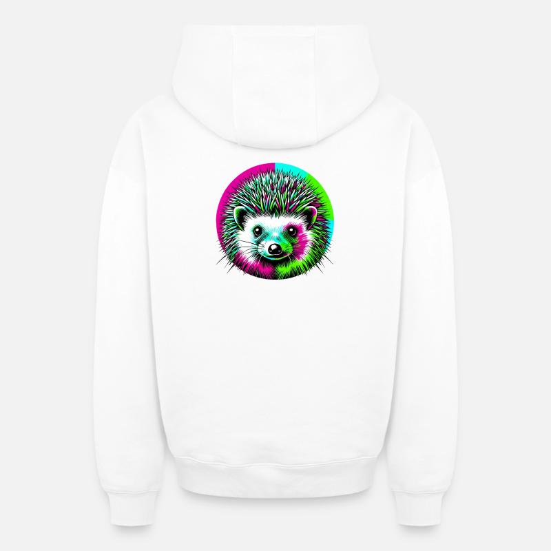 Hérisson - Sweat à capuche unisexe zippé oversize épais SPREAD - blanc