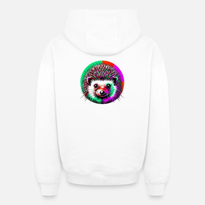 Hérisson - Sweat à capuche unisexe zippé oversize épais SPREAD - blanc