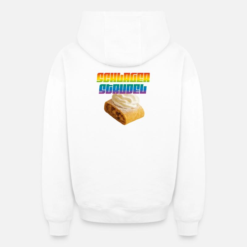 Déclaration de Schlager Strudel - Sweat à capuche unisexe zippé oversize épais SPREAD - blanc