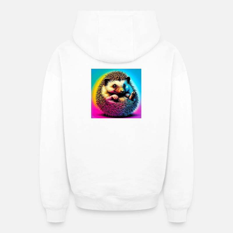 hérisson - Sweat à capuche unisexe zippé oversize épais SPREAD - blanc
