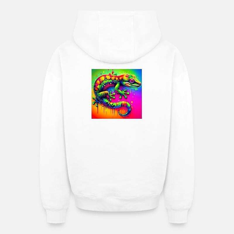 Gecko - Sweat à capuche unisexe zippé oversize épais SPREAD - blanc
