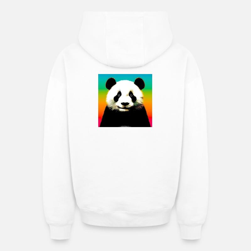 panda - Sweat à capuche unisexe zippé oversize épais SPREAD - blanc