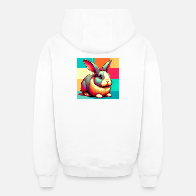 lapin - Sweat à capuche unisexe zippé oversize épais SPREAD - blanc