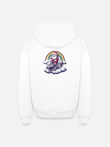 Wolf Weihnachtsmann Weihnachten - Oversized Heavyweight Unisex Zip Hoodie - Weiß