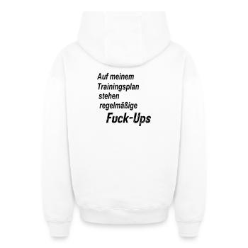 Fuck Ups - Oversized Heavyweight Unisex Zip Hoodie - Weiß - Hinten - AI Model Male 178 light (178cm)