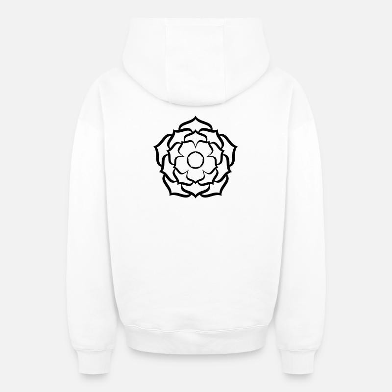 Mandala du Lotus Inversé - Sweat à capuche unisexe zippé oversize épais SPREAD - blanc