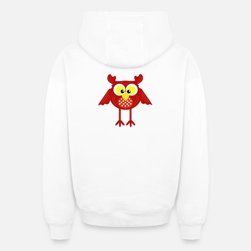 Rote Eule auf langen Beinen - Oversized Heavyweight Unisex Zip Hoodie - Weiß