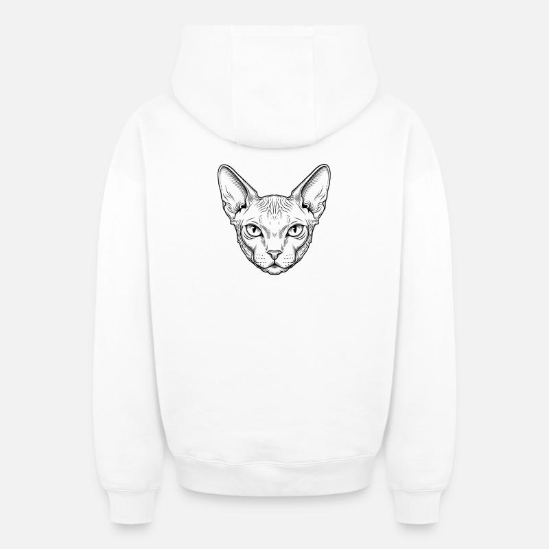 Chat Sphynx - Sweat à capuche unisexe zippé oversize épais SPREAD - blanc